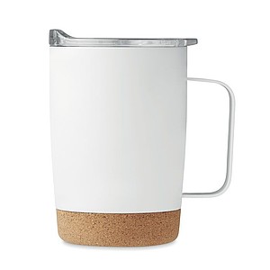 KADIR Termohrnek nerezový s víčkem a korkovým dnem, 300 ml, bílá - reklamní předměty