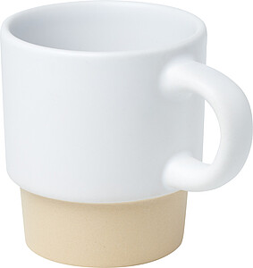 LANGRES Stohovatelný šálek na espresso s keramickým dnem o objemu 130 ml, bílá - reklamní hrnky