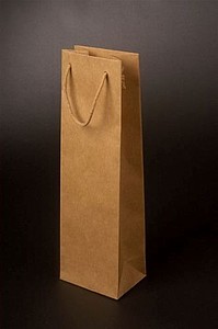 VINNIE Papírová taška na láhev vína 12 x 40 x 9 cm, hnědá - taška s vlastním potiskem